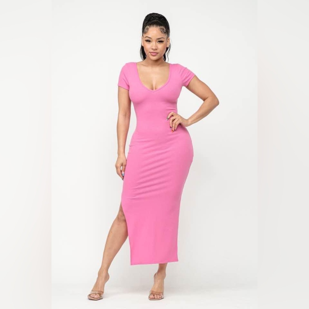 Bubblegum Pink Ribbed Dress